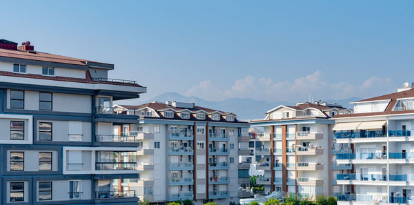 Cityscape of a residential area with modern apartment buildings in turkey.