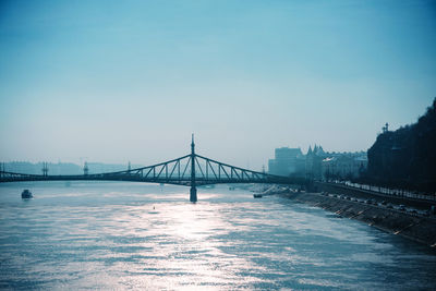 Aerial view of bridge over river