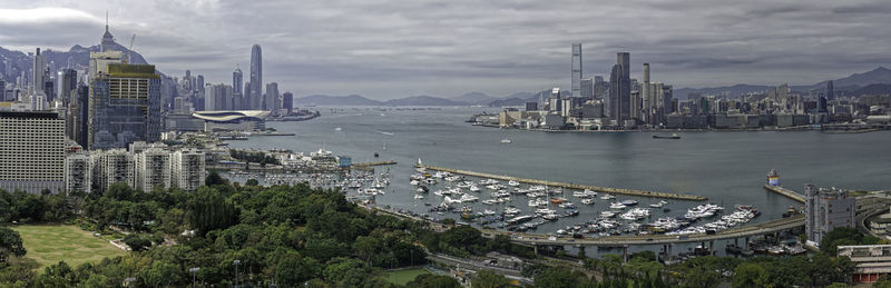 High angle view of buildings in city