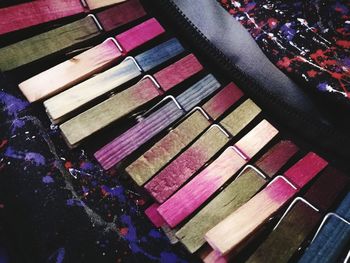 Close-up of multi colored pencils