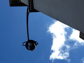 Low angle view of building against blue sky