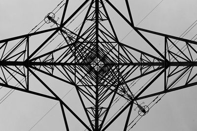 Low angle view of electricity pylon against sky