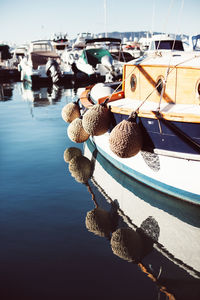 Boats moored in harbor