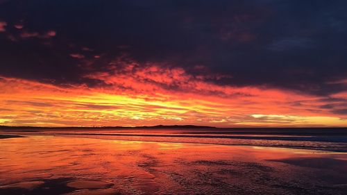 Scenic view of sea at sunset