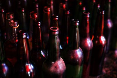 Full frame shot of wine bottles