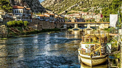 View of canal along buildings