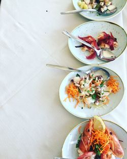 High angle view of food on table