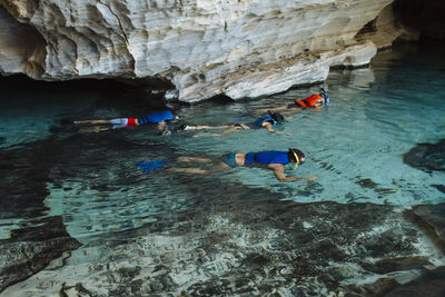 Scenic view of cave in sea