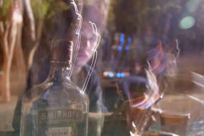 Close-up of glass bottles