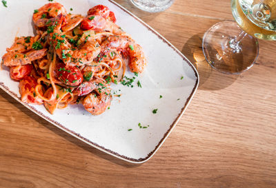 High angle view of meal served in plate