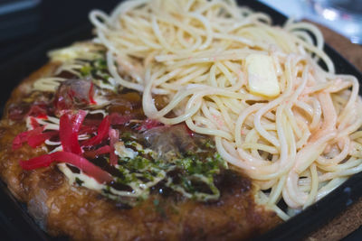 Close-up of noodles in plate