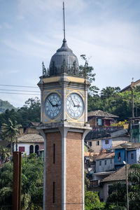 Clock tower amidst buildings in city