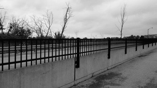 View of bare trees by river