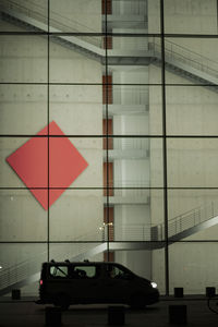 Reflection of building on glass wall