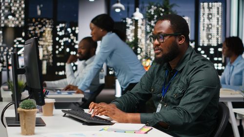 Business colleagues working at office