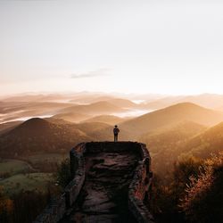 Scenic view of mountain during sunset