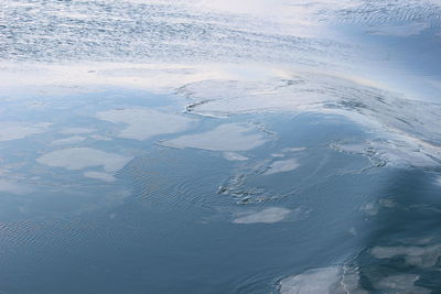 High angle view of snow covered land