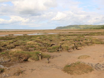 Scenic view of landscape against cloudy sky