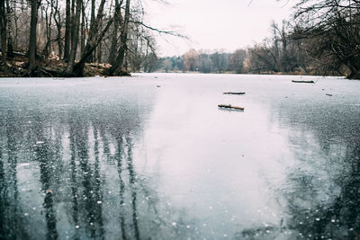 Scenic view of frozen lake during winter