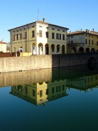 Reflection of buildings in water