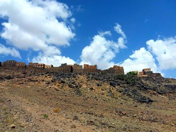 Panoramic view of residential district against sky