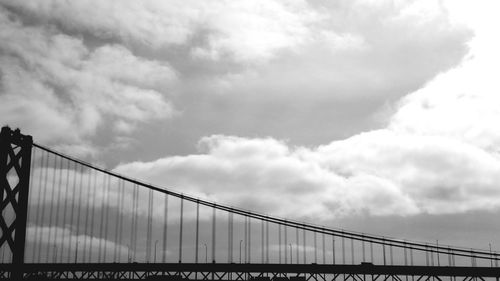 Low angle view of bridge against cloudy sky