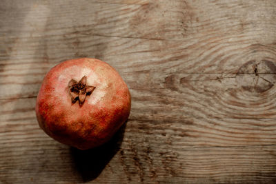 High angle view of apple on table