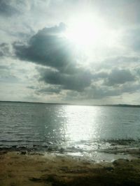 Scenic view of sea against cloudy sky