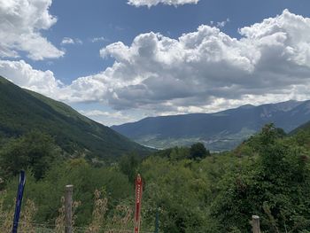 Scenic view of mountains against sky