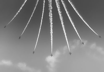 Low angle view of airplane flying in sky