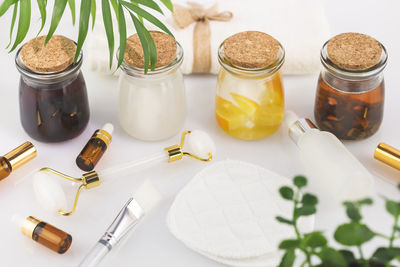 High angle view of food on table