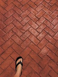 Low section of person standing on cobblestone