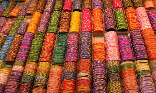 Full frame shot of multi colored market stall