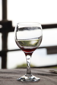 Close-up of beer glass on table