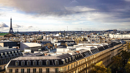 High angle view of cityscape against sky