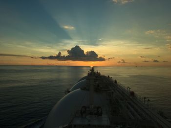 Scenic view of sea against cloudy sky