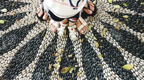 High angle view of woman on rope