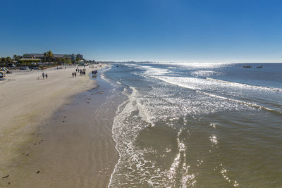 Panoramic view of beach against clear sky