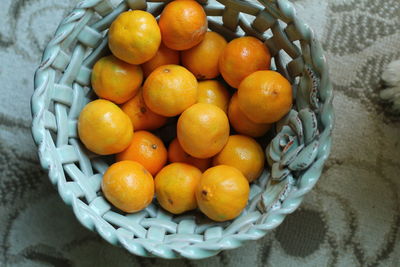 High angle view of fruits in basket