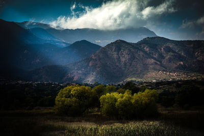 Scenic view of mountains against sky