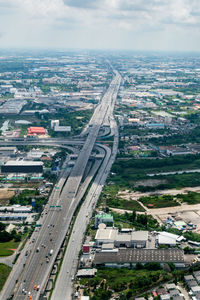 High angle view of cityscape against sky