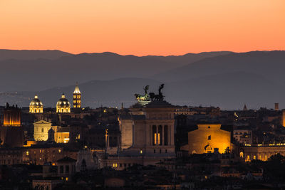 View of old town at dusk