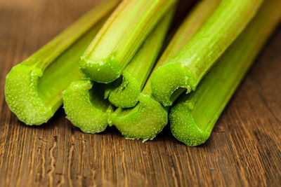 High angle view of chopped vegetables on table