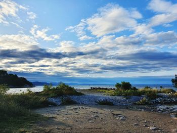Scenic view of beach against sky