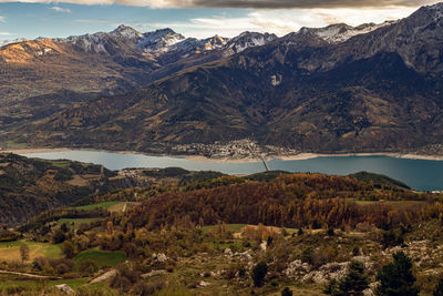 Scenic view of mountains against sky