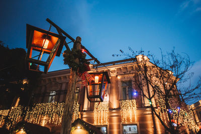 Low angle view of illuminated street light