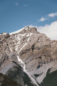 Scenic view of mountains against blue sky