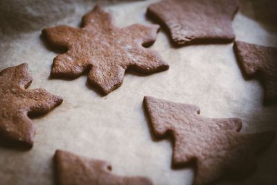 High angle view of cookies on table