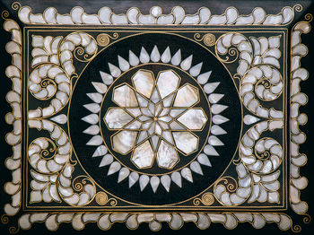 Directly below shot of ornate ceiling