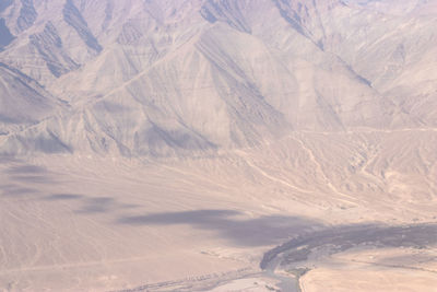 High angle view of snowcapped mountains